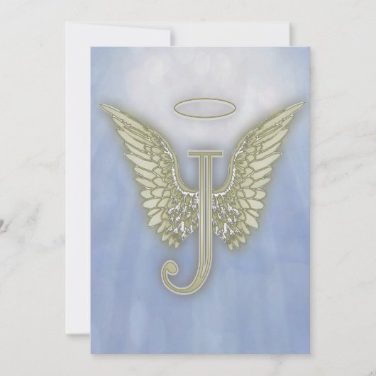 Letter J Angel Monogram Kaart (Voorkant)