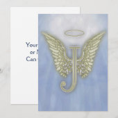 Letter J Angel Monogram Kaart (Voorkant / Achterkant)