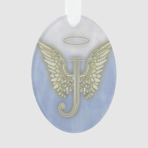 Letter J Angel Monogram Ornament