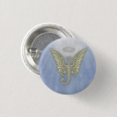 Letter J Angel Monogram Ronde Button 3,2 Cm (Voorkant /achterkant)