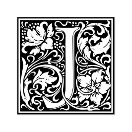 Letter J art nouveau black and white Tegel Zelfinktende Stempel
