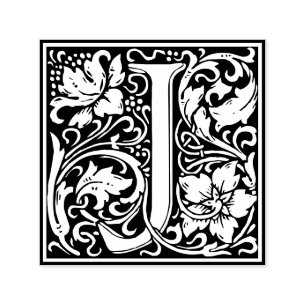 Letter J art nouveau black and white Tegel Zelfinktende Stempel