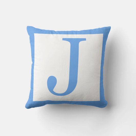 Letter J Baby Blue Border Kussen (Achterkant)