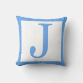 Letter J Baby Blue Border Kussen (Voorkant)