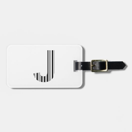 LETTER J BAR CODE Eerste Initiaal Barcodepatroon Bagagelabel (Voorkant horizontaal)