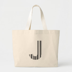 LETTER J BAR CODE Eerste Initiaal Barcodepatroon Grote Tote Bag