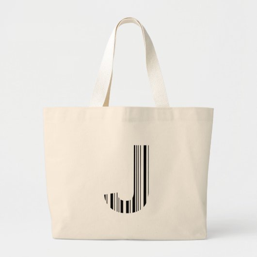 LETTER J BAR CODE Eerste Initiaal Barcodepatroon Grote Tote Bag (Voorkant)