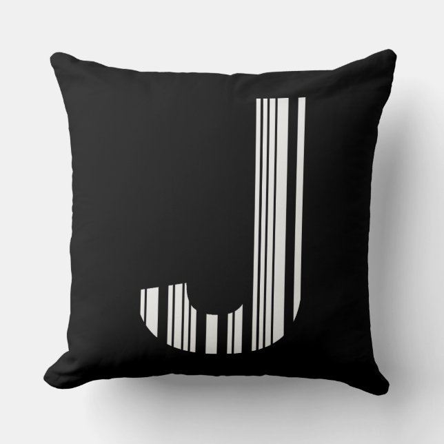 LETTER J BAR CODE Eerste Initiaal Barcodepatroon Kussen (Voorkant)