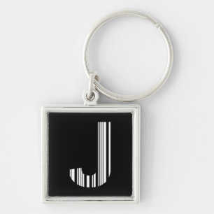 LETTER J BAR CODE Eerste Initiaal Barcodepatroon Sleutelhanger