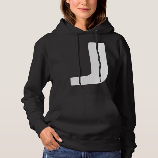 Letter J big and bold white Hoodie (Voorkant)