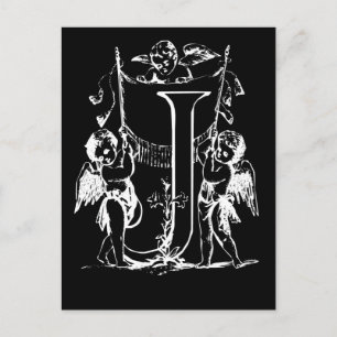Letter J Black en White Monogram-kaarten Briefkaart