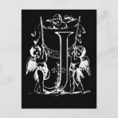Letter J Black en White Monogram-kaarten Briefkaart (Voorkant)