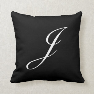 Letter J Black Monogram Pillow Kussen