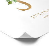 Letter J Blush Floral Monogram Gold Foil Nursery Poster (Hoek)