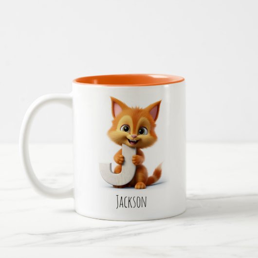 Letter J Cat Alfabet Monogram Koffie Mok (Links)