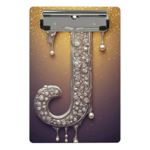 💎 Letter J Diamant Parel Bureaustoel ✨ Mini Klembord