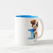 Letter J Dog Alphabet Monogram Koffie Mok (Voorkant rechts)