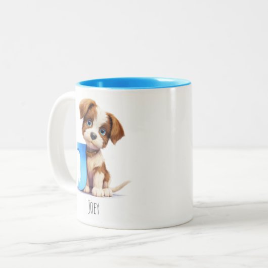 Letter J Dog Alphabet Monogram Koffie Mok (Voorkant links)