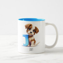 Letter J Dog Alphabet Monogram Koffie Mok