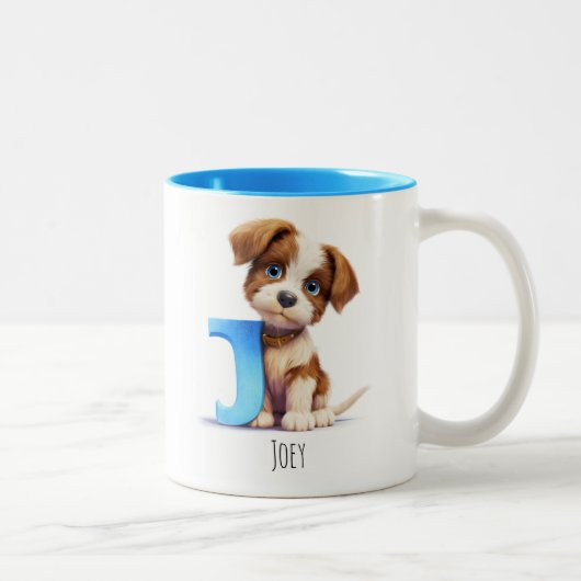Letter J Dog Alphabet Monogram Koffie Mok (Rechts)