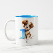 Letter J Dog Alphabet Monogram Koffie Mok (Links)