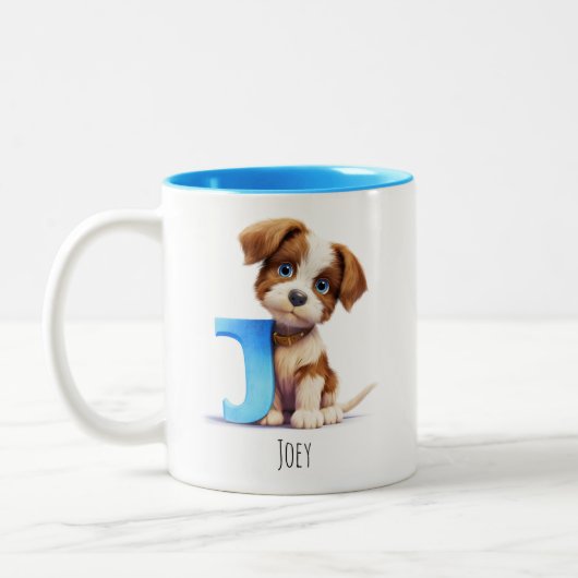 Letter J Dog Alphabet Monogram Koffie Mok (Links)