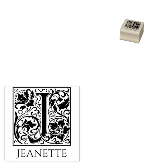Letter J  eerste brief gepersonaliseerd Rubberstempel (Gestempeld)
