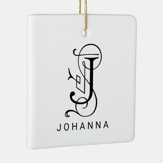 Letter J Elegant Monogram Kerst Ornament (Rechts)