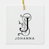 Letter J Elegant Monogram Kerst Ornament (Voorkant)
