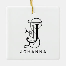 Letter J Elegant Monogram Kerst Ornament