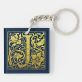 Letter J First Letter Faux Gold en Midnight Blue Sleutelhanger (Achterkant)