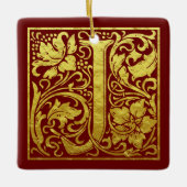 Letter J First Letter Faux Gold Keramisch Ornament (Voorkant)