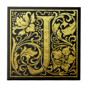 Letter J First Letter Faux Gold Tegeltje