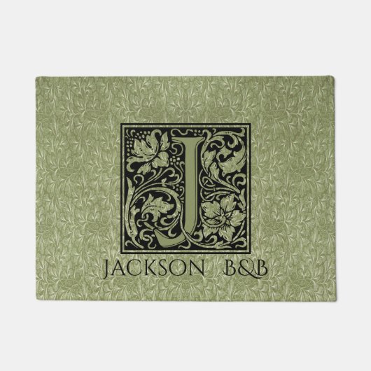 Letter J First Letter Monogram Gepersonaliseerd Deurmat (Voorkant)
