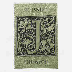 Letter J First Letter Monogram Gepersonaliseerd Theedoek