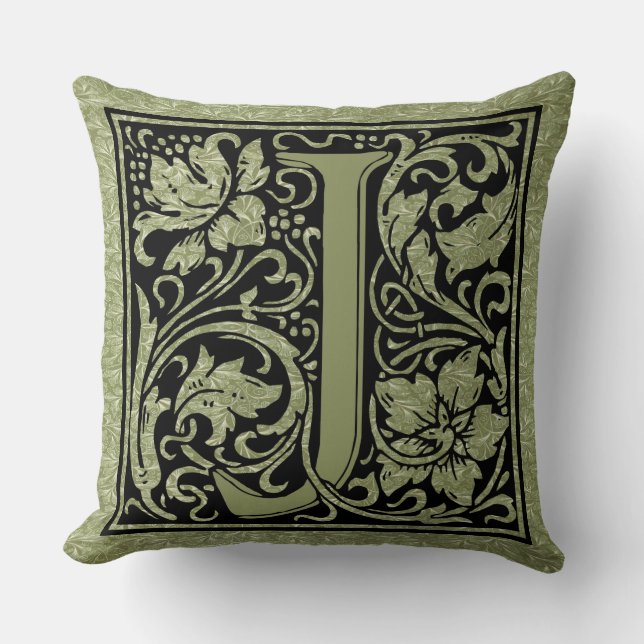 Letter J First Letter Monogram Kussen (Voorkant)
