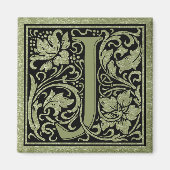 Letter J First Letter Monogram Magneet (Voorkant)