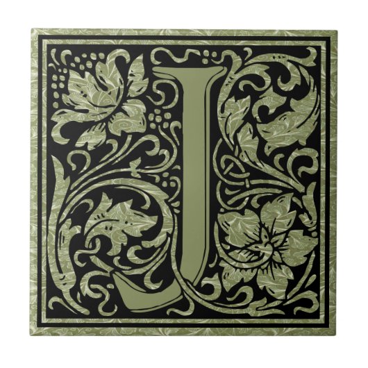 Letter J First Letter Monogram Tegeltje (Voorkant)
