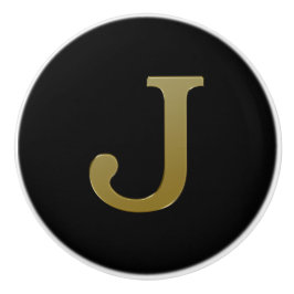 Letter J Gold Keramische Knop