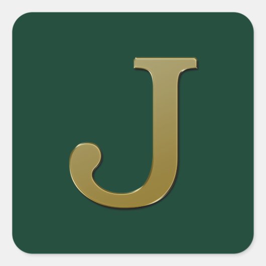 Letter J Gold Square Sticker (Voorkant)