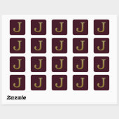 Letter J Gold Square Sticker (Vel)