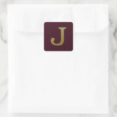 Letter J Gold Square Sticker (Tas)