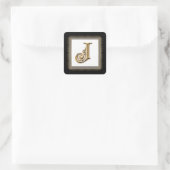 Letter J - Goud & Kant Classic Formele Huwelijkssl Vierkante Sticker (Tas)