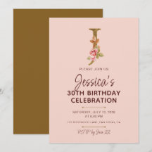 Letter J Gouden Monogram Blush Roze Rozen