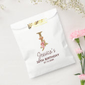 Letter J Gouden Monogram Roze Rozen Bedankzakje (Gezegeld)