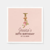 Letter J Gouden Monogram Roze Rozen Servet (Voorkant)