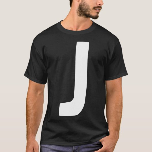 Letter J groot en vet wit T-shirt (Voorkant)