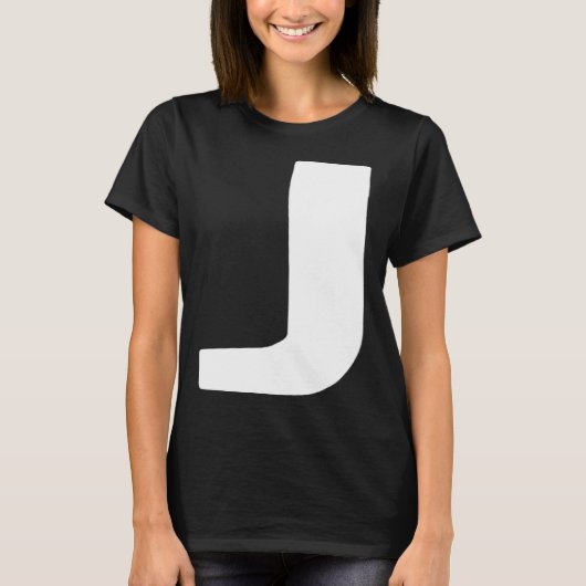 Letter J groot en vet wit T-shirt (Voorkant)