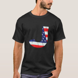 Letter J Hoofdalfabet Amerikaanse vlag Monogr T-shirt