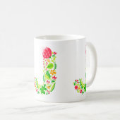 Letter J in Flowers Coffee Mok (Voorkant rechts)